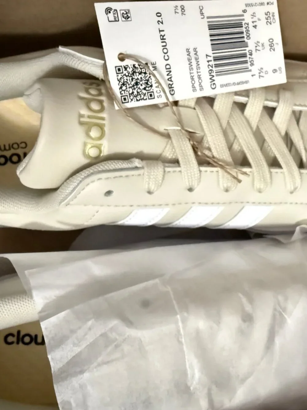 adidas women GRAND COURT 2.0 SHOES, size 9, beige - Picture 4 of 5